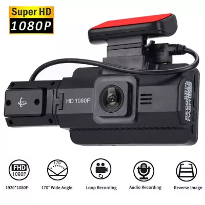 HD Dual Lens Car DVR Dash Cam Front And Rear Mirror Camera Video Recorder • $33.99