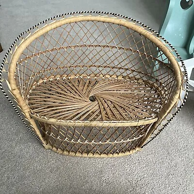 Vintage Woven Wicker Loveseat For Dolls American Girl Couch House Furniture 18” • $19.99