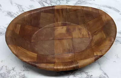 Vintage Weave Woven Wooden Serving Salad Bowl 12  • $8.46