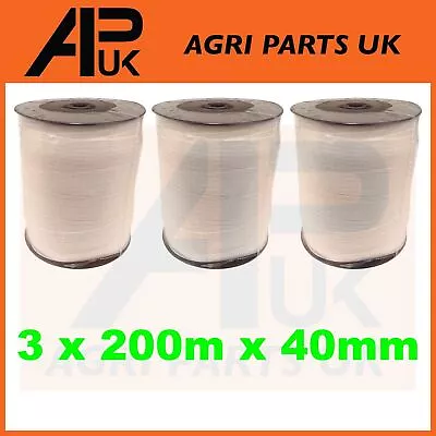 3 X 200m X 40mm Electric Fence Poly Tape Fencing Horse Pony White Paddock Ribbon • £63.99