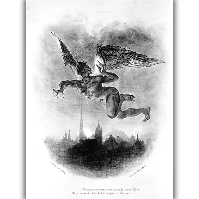 Mephistopheles In The Sky By Eugène Delacroix (1898) Canvas Print - Multi-Size • $135