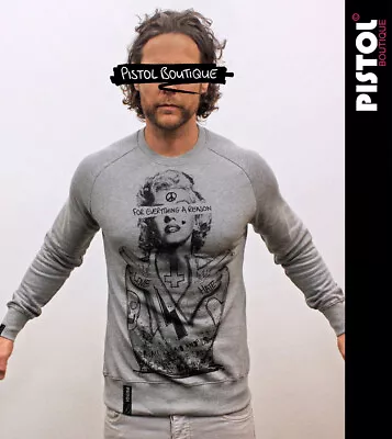 Pistol Boutique Men's Grey SKULL TATTOO MARILYN MONROE Sweatshirt SALE SMALL • $20.16