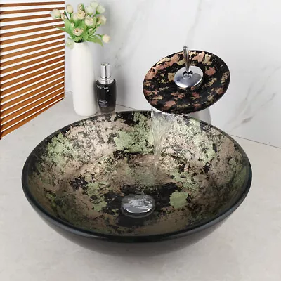 £145 • Buy Round Bathroom Glass Vessel Sink Wash Basin Bowl Mixer Tap Waste Pop Drain Set