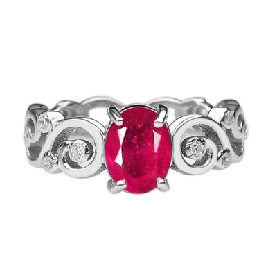 £0.01 • Buy 2.30Ct Oval Shape 100% Natural Burmese Red Ruby Solitaire Ring In 925 Silver