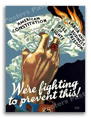 American Constitution 1943 Vintage Style WW2 Era Propaganda Poster - 11x14 • $10.95