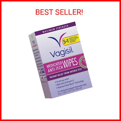 $7.90 • Buy Vagisil Anti-Itch Medicated Feminine Intimate Wipes For Women, Maximum Strength,