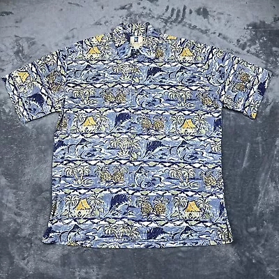 Kahala Hawaiian Shirt Mens L Short Sleeve Button-Up Blue Fish Beach Aloha • $22.99