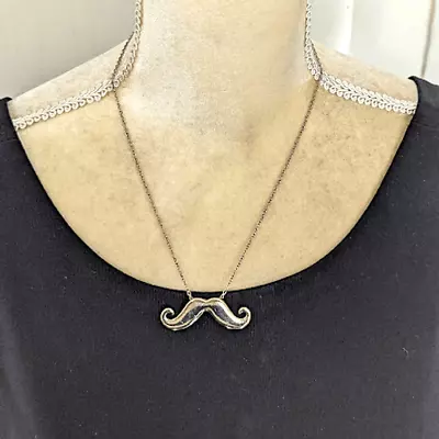 Gold Tone Mustache Pendant Necklace 20  Pendant • $9