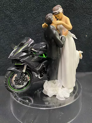 NINJA Kawasaki Motorcycle Bike Wedding Cake Topper Sexy Black Racing Groom Top • $82