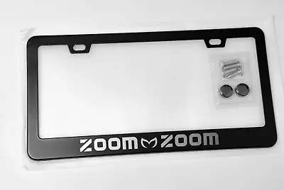 Reflective White Zoom Zoom Mazda M Logo Black Metal License Plate Frame W Screws • $25.99