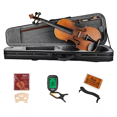 🎻Eastar 1/2 Violin Half Size Fiddle Matte With Hard Case Shoulder Rest | Refurb • $99.99