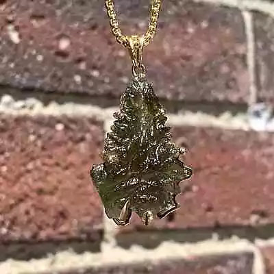 Moldavite Pendant (rough) Besednice (5.6gr) 14K Gold For Necklace • $3570