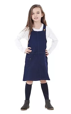 Girls High Quality Denim Pinafore Dungaree Dress Baby • £7.99