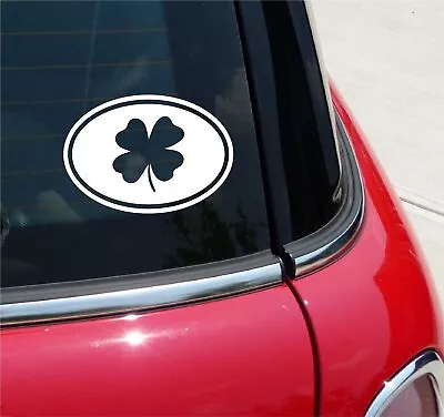 Euro 4 Four Leaf Clover Luck Graphic Decal Sticker Car Wall Oval NOT Two Colors • $3.83