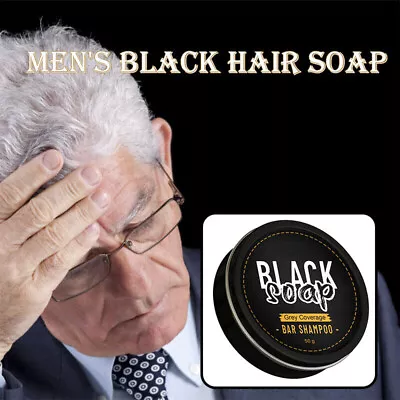 Men's Grey Coverage Bar Shampoo Hair Darkening Black Soap For Grey Hair Cover • £4.30