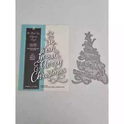 Memory Box We Wish You Merry Christmas Steel Craft Die Elegant Script Tree • $12