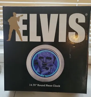 ELVIS PRESLEY 14.75  Round NEON Clock  • $59.63