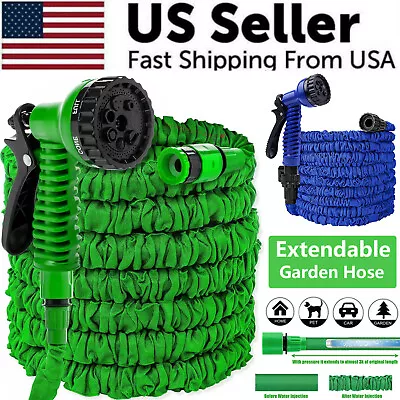 Expanding Expandable Flexible Garden Water Hose W Spray Nozzle 25 50 75 100FT • $19.89