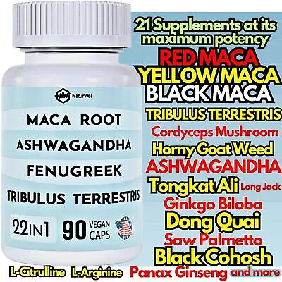 21 In 1 Max Potency Maca Root Blend Goat Weed Tongkat Ginkgo Tribulus 8520mg USA • $30