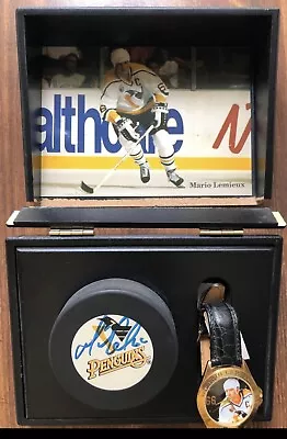 Mario Lemieux Autographed Puck And Watch In Commemorative Display Box • $199.99