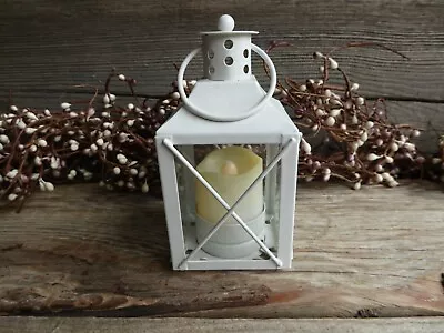 WHITE Mini Metal LANTERN ~ Tea Light Tealight Candle Holder ~ Centerpiece • $5.99