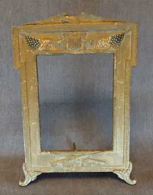 VTG WWI Military Cast Iron Picture Frame With Flags Eagle Drum & Cannons • $120