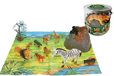 Plastic Jungle Zoo Figure Wild Animals Childrens Christmas Toy Party Stocking • £8.89