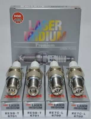 NGK Laser Iridium Spark Plugs (2) RE7CL Trailing (2) RE9BT Leading For MAZDA RX8 • $146.07