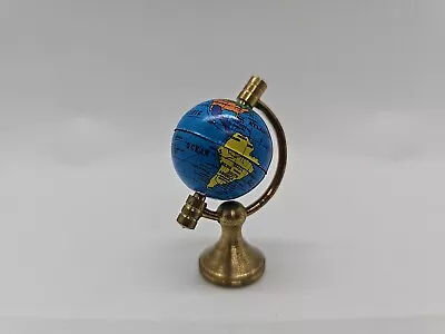 Vintage Brass Miniature World Globe Color Map Tin Rotate Holland Dollhouse Decor • $13