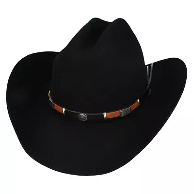 Cattleman Western Cowboy Hat With Black And Brown Leather​​​​​​​ Band  - Brown • £45.99