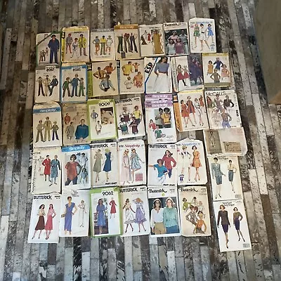 VTG Lot Of 40 Patterns- Mens Boys Women: 60s 70s 80s Butterick McC Vogue + • $35.75