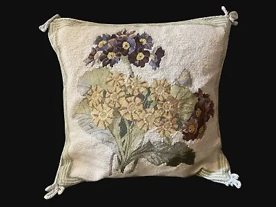 Vtg Lillian Vernon 100% Wool Pillow Needlepoint Floral Grannycore Cottage • $25