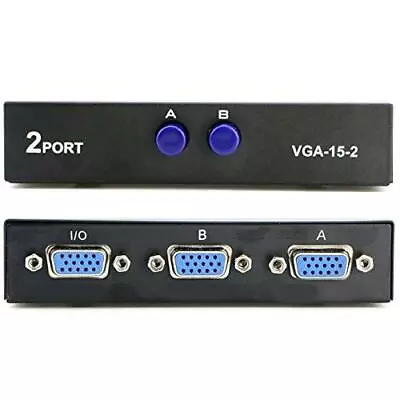 PASOW VGA 2 In 1 Out 2 Port VGA Switch Press Button Two Way VGA Vedio Switch For • $13.49