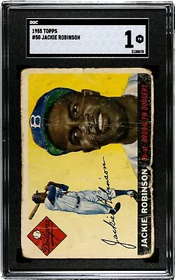 1955 Topps #50 Jackie Robinson SGC 1 Poor HOF Dodgers Vintage Card Just Graded • $309.99