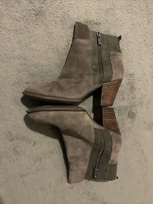 M&S Footglove Grey Suede High Heel Ankle Boots Size 5 • £0.99