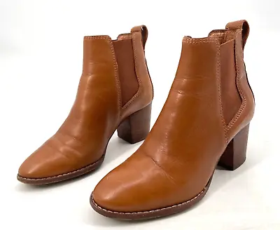 Madewell The Regan Boots Womens 5 Chelsea Bootie Brown Leather Block Heel J8307 • $34
