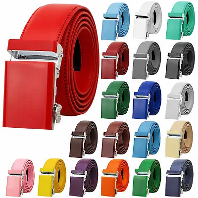 Falari Men Unisex Genuine Leather Ratchet Dress Belt Automatic Sliding Buckle • $19.99