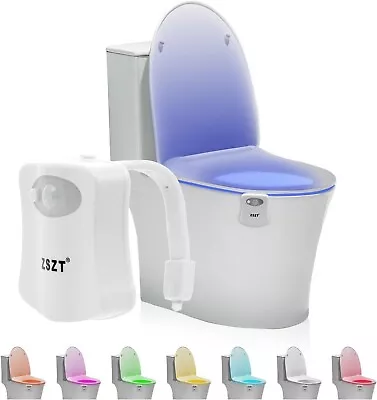 Toilet Night Light Motion Sensor Activated By  8 Colors Changing Toilet Bowl Ni • $6.50