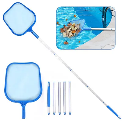 Swimming Pool Leaf Cleaning Mesh Skimmer Net Flat Net With 5 Sections Pole • $12.89