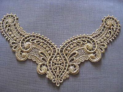 6 Pcs Scroll Gold Mylar Venise Lace Yoke Applique • $11.99