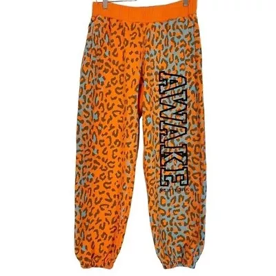 Awake Block Logo Sweat Pants Mens Size Large Leopard Loungewear Casual • $100