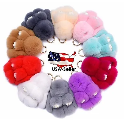 New Charm Decoration Gift Plush Bunny Toy Rex Rabbit Fur Bag Pendant Key Chain • $9.99