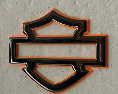 Harley Davidson Emblems 2 Pcs ORANGE&BLACK Puffy Custom CVO  Fuel Tank Badge • $45