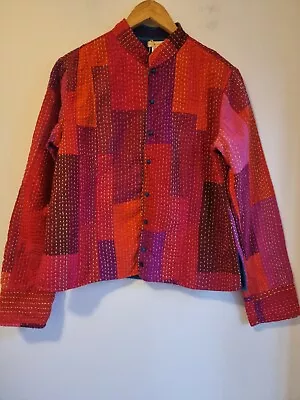 Boom Shankar Ladies Quirky Hippie Boho Patchwork Cotton Jacket Size 14 • $44.95