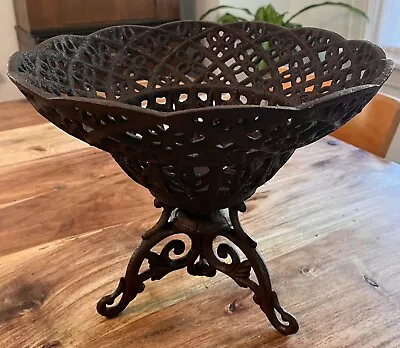 Antique Vintage French Style Cast Iron Garden Planter Bowl Centerpiece • $179.99