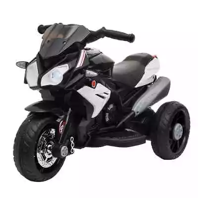 HOMCOM Kids Electric Motorcycle Ride-On Toy 6V Battery Trike Horn Lights Black • £54.95