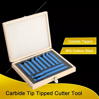 11PCS Carbide Tip Tipped Cutter Tool Turning Bit Cutting Set Metal Lathe Tooling • $30.40