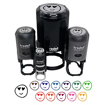 Heart Eye Love Emoticon Face Doodle Self-Inking Rubber Stamp Ink Stamper • $9.99