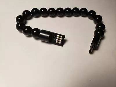 Micro USB Charger Bracelet Phone Black Beads Navy Blue Braided Thread New Fashio • $11.65