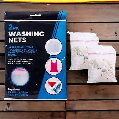 Washing Machine Net Mesh Zipped Laundry Bags For Clothes Bra Sox Underwear Wash • £3.40